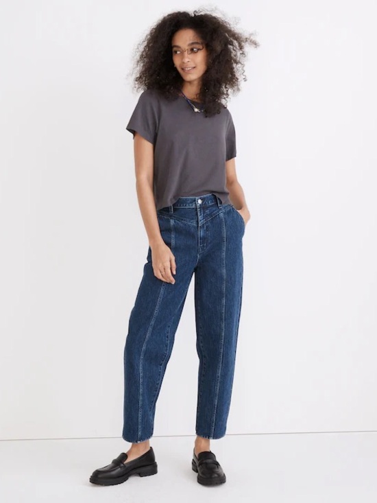 Madewell Denim - Madewell Balloon Jeans Size 29 Barrel Wide Leg Seamed Denim Blue Casual Boho
